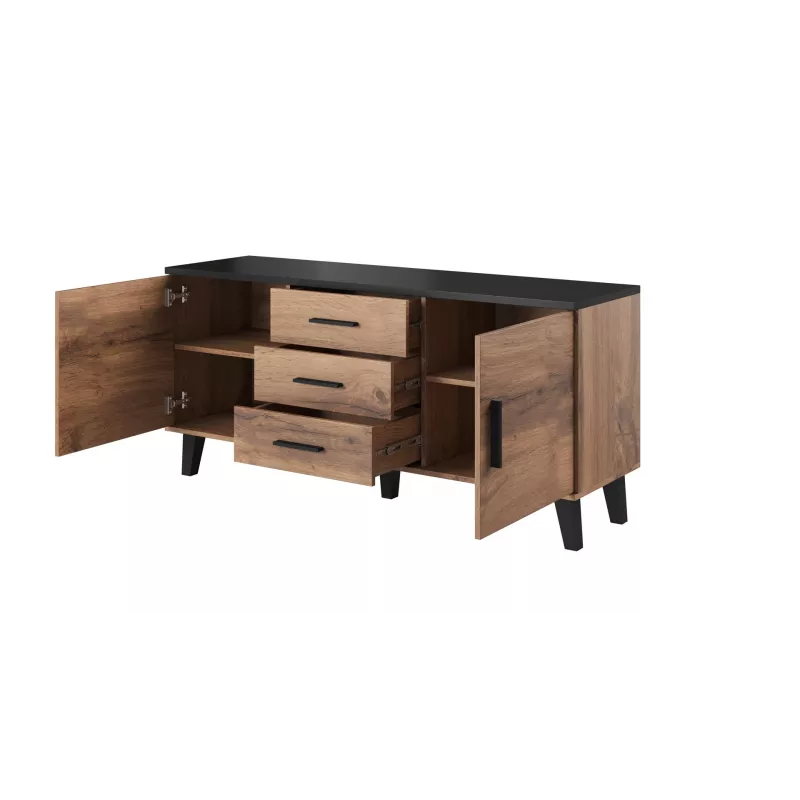 Cama sideboard LOTTA 150 2D3S wotan oak + mat Schwarz
