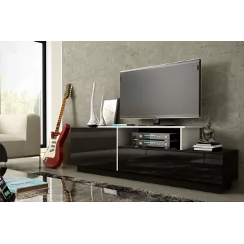 Cama TV-Schrank SIGMA 3 180 schwarz/schwarz glänzend + biały