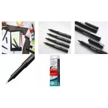 STABILO dr!ver Fineliner 4 Stück Schwarz Blau Grün Rot Feine Spitze