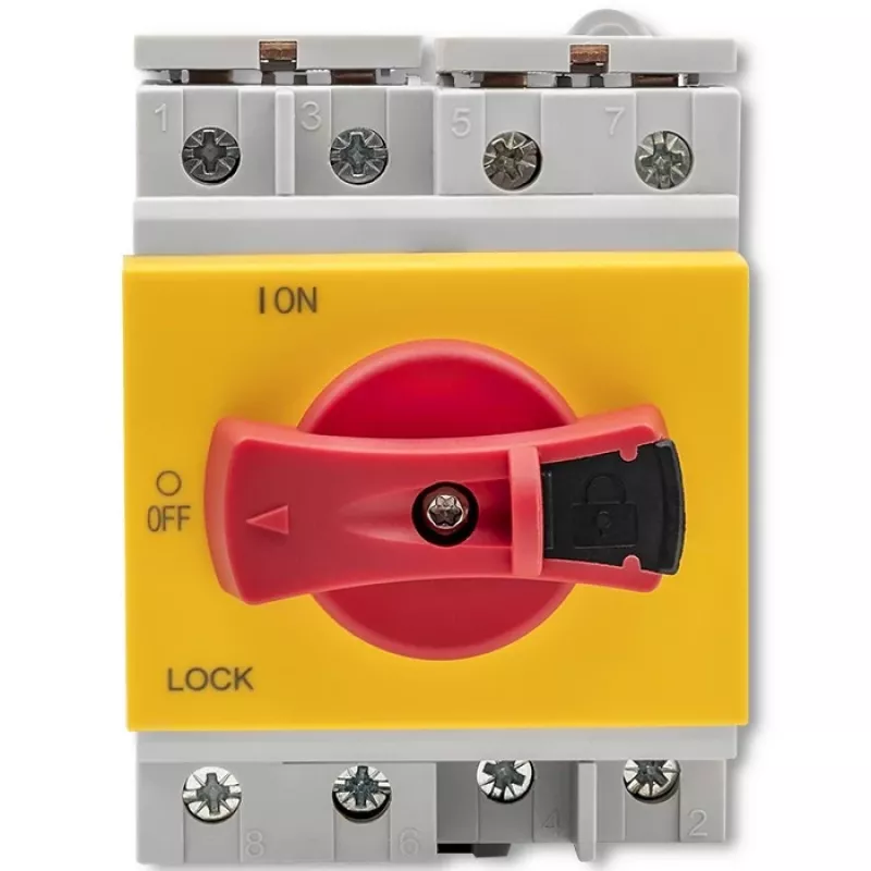 Qoltec 52611 DC-Trennschalter mit Verriegelungsfunktion | Hauptschalter | 1200 V | 32 A | 8 kV | 4P