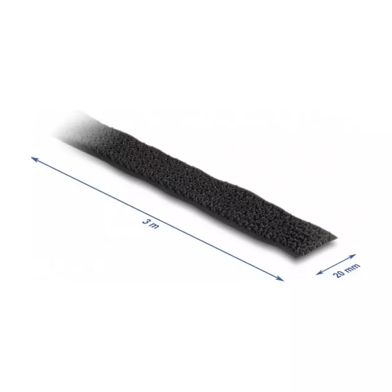 DeLOCK Klettband 3 m x 20 mm schwarz Nylon