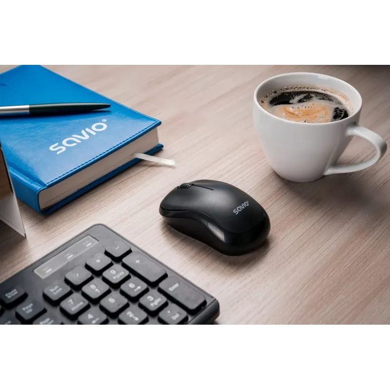 Kabellose Maus SAVIO MB-03, Bluetooth-Schnittstelle, 1000 DPI, Batterie AA, 99×60×39 mm, 51 g, Empfänger im Lieferumfang