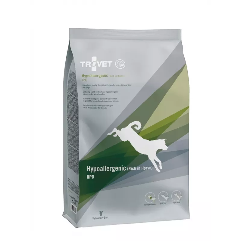 Trockenfutter für Hunde TROVET Hypoallergenic HPD Horse 3 kg — ausgewachsene Hunde, Protein 24 %, Fett 14 %, gluten- und sojafrei