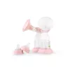 Elektrische Milchpumpe neno Bella Twin – elektronisch, 150 ml Flaschen, 6 Stimulations- / 9 Saugstufen, USB Li‑Ionen‑Akku, rosa/transparent