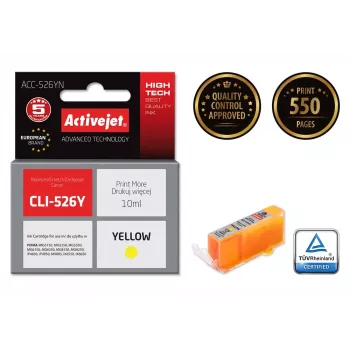 Activejet ACC-526YN Tintenpatrone (Ersatz für Canon CLI-526Y; Supreme; 10 ml; gelb)