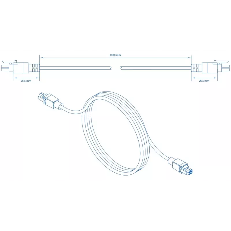 Teltonika 4-Pin-auf-4-Pin-Stromkabel, Schwarz, 1 m, Eingangsspannung 30 V, Eingangsstrom 2 A