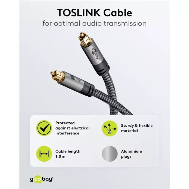 Plus Toslink-Kabel (schwarz/silber, 5 Meter)