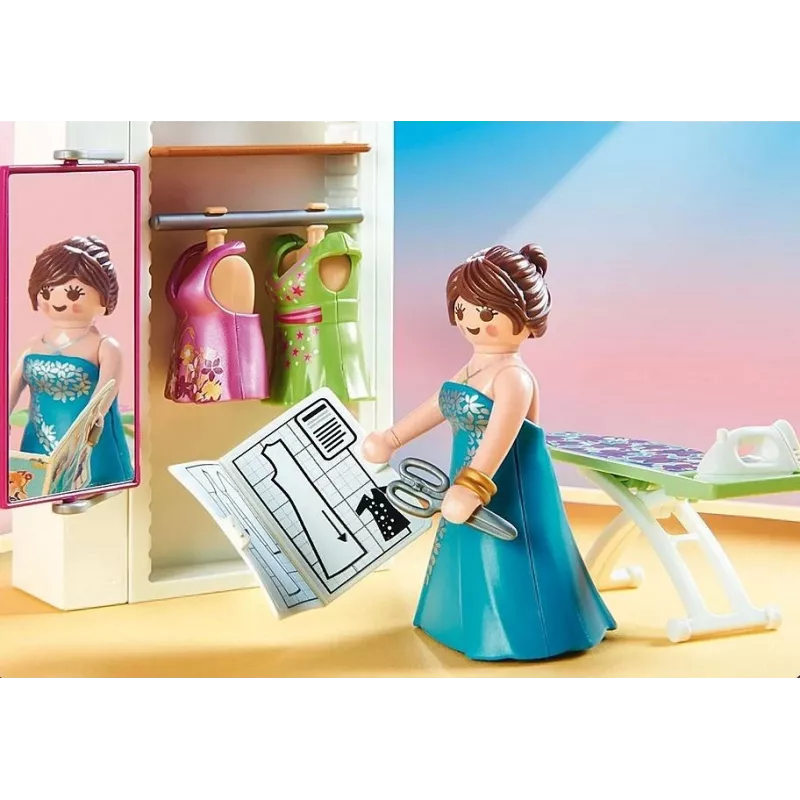 Playmobil Puppenhaus Spielset mit Figuren – Schlafzimmer mit Nähecke 70208