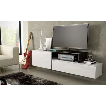 Cama TV-Schrank SIGMA 3 180 weiß/weiß glänzend + schwarz