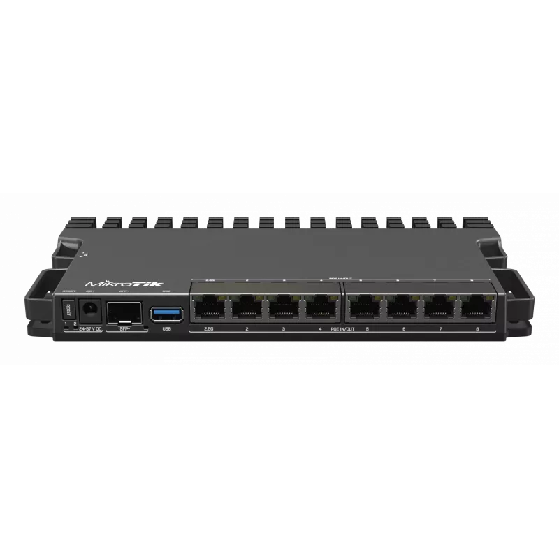 Kabelgebundener Router MikroTik RB5009UPR+S+IN — 8x RJ-45 PoE-Ports, 2,5GbE, SFP+-Steckplatz, RouterOS