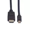 ROLINE - Video- / Audiokabel - DisplayPort / HDMI - 32 AWG - Mini DisplayPort (M) - HDMI, 19-polig (M) - 3 m - Geschirmt - Schwarz (11.04.5792)