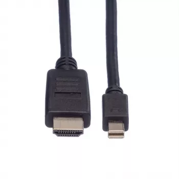 ROLINE - Video- / Audiokabel - DisplayPort / HDMI - 32 AWG - Mini DisplayPort (M) - HDMI, 19-polig (M) - 3 m - Geschirmt - Schwarz (11.04.5792)