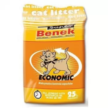 Klumpstreu Super Benek Economic 25 L — Bentonit-Granulat, Geruchsbeseitigung, biologisch abbaubar