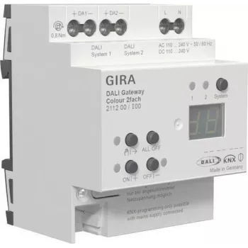 gira DALI Gateway Colour 2f REG KNX Secure – REG-Gateway für DALI-Lichtsteuerung (Modell 211200)