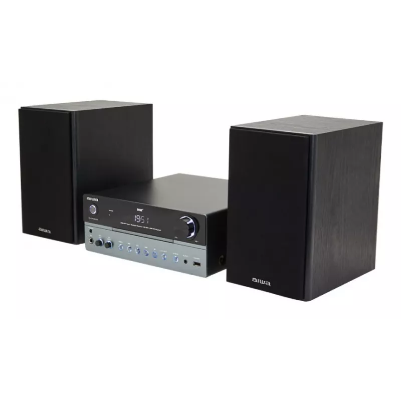 Home-Audio-Mikrosystem Aiwa MSBTU-700DAB — 25 W RMS, DAB+/FM, Bluetooth 10 m, CD-Tray, LED-Anzeige, Schwarz/Arktisblau