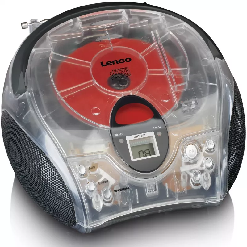 Tragbares Radio mit CD-Player Lenco SCD-24TR — FM, 4W Ausgang, LCD, Teleskopantenne, Netz-/Batteriebetrieb, 6×C-Batterien