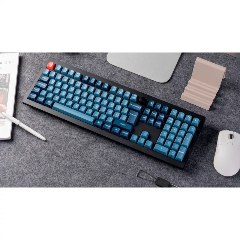 V6 Max, Gaming-Tastatur schwarz/blau-grau, DE-Layout, Gateron Jupiter Red, Hot-Swap, RGB