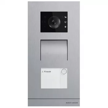 Video-Türsprechanlage Busch-Jaeger A21381P1-S-03, silber, Edelstahl-Außengehäuse, Tasten, 135×29×277 mm