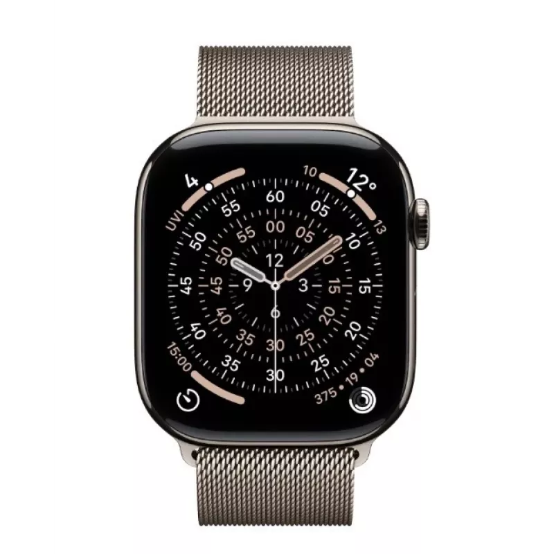 Apple Watch Series 11 GPS + Cellular 42mm Natural Titanium Gehäuse mit Natural Milanese Loop