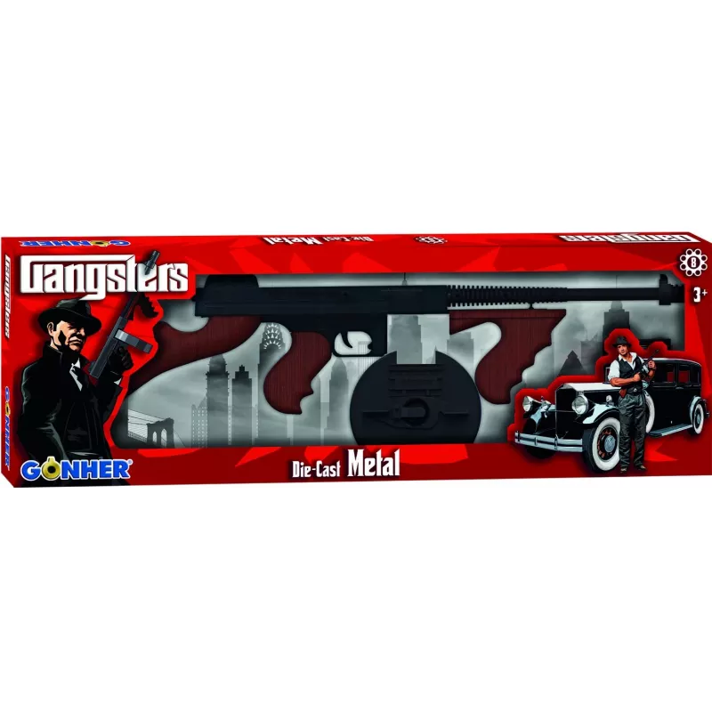 Pulio Metall-Gangsterpistole 155132/6 — Federdruck-Spielzeugpistole, Metallkonstruktion, 8-Schuss-Kapazität