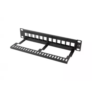 Rack-Blindplatte LANBERG PPKS-9112-B, 12-Port, 1HE, Metall, grau, 254×44,5×99,3 mm