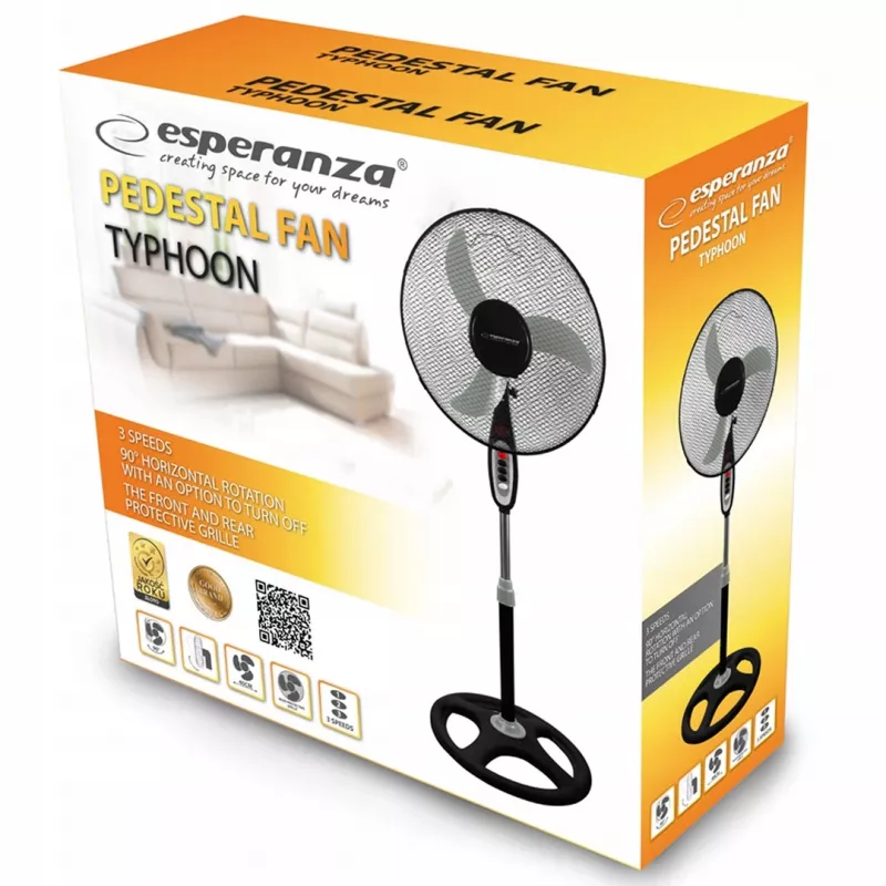 Esperanza EHF002KE, 16 '' Standventilator, Schwarz und Grau