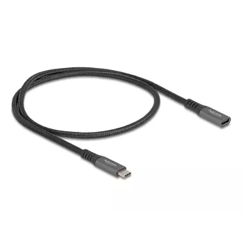 DeLOCK USB-Verlängerungskabel USB Typ-C Stecker auf Buchse 10 Gbit/s 0,5 m grau Metall