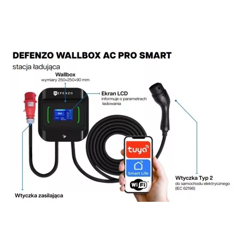 Wallbox DEFENZO Pro AC22 DEF1017 22 kW Typ 2 Ladegerät für Elektrofahrzeuge