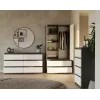 Kleiderschrank top e shop MALWA SS-90, 90×180×50 cm, anthrazitfarbener Rahmen, weiße Drehtüren, 2 Schubladen, Laminat 16 mm