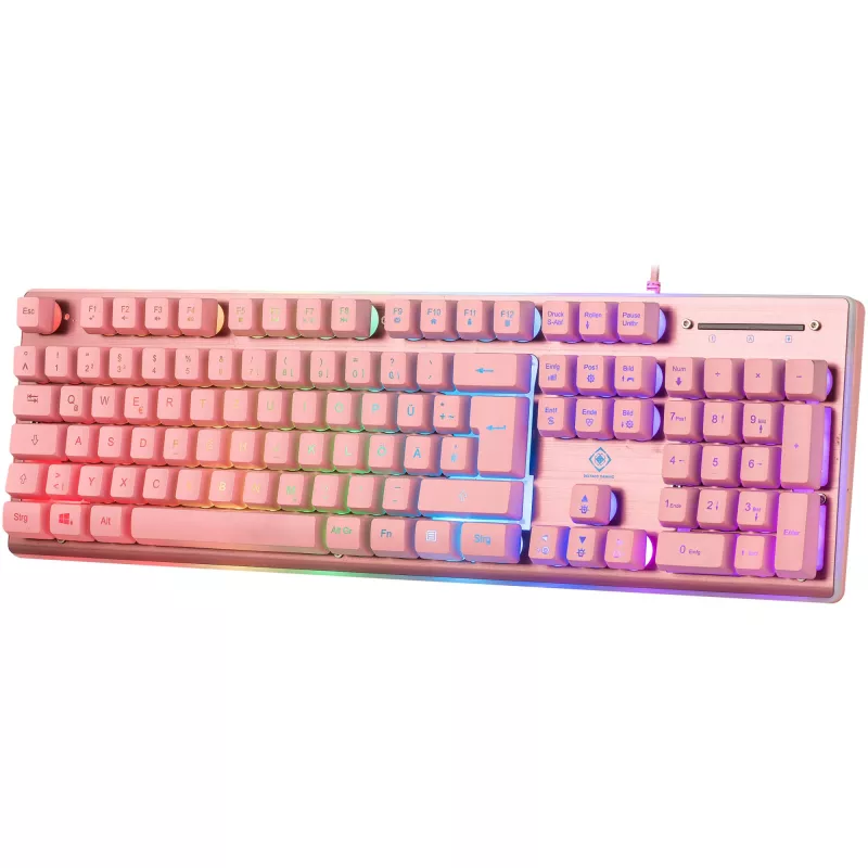 Deltaco GAM-021-RGB-P-DE - Vollgröße (100%) - USB - Membran-Tastenschalter - QWERTZ - Pink