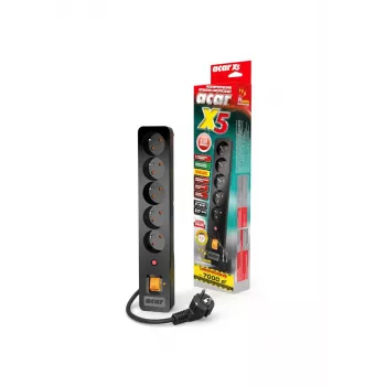 Acar X5/1,5 Steckdosenleiste 5 Steckplätze mit Überspannungsschutz 1,5 M Acar X5-Black