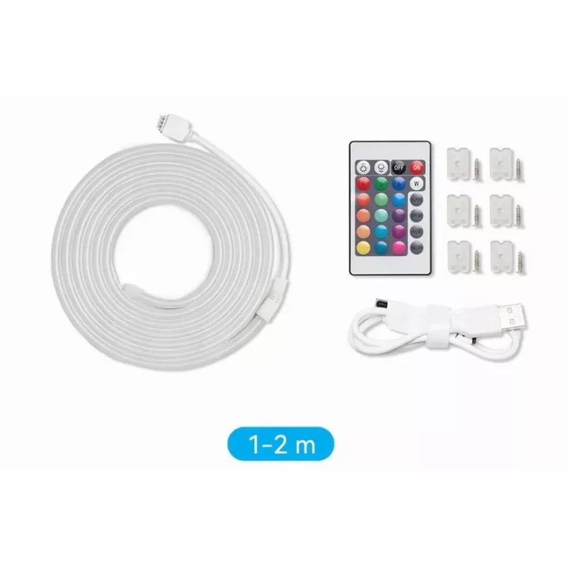 LED-Lichtleiste Vention PAEWH 2 m, USB-betrieben 5 V, RGB mit IR-Fernbedienung, doppelseitige Klebebandmontage