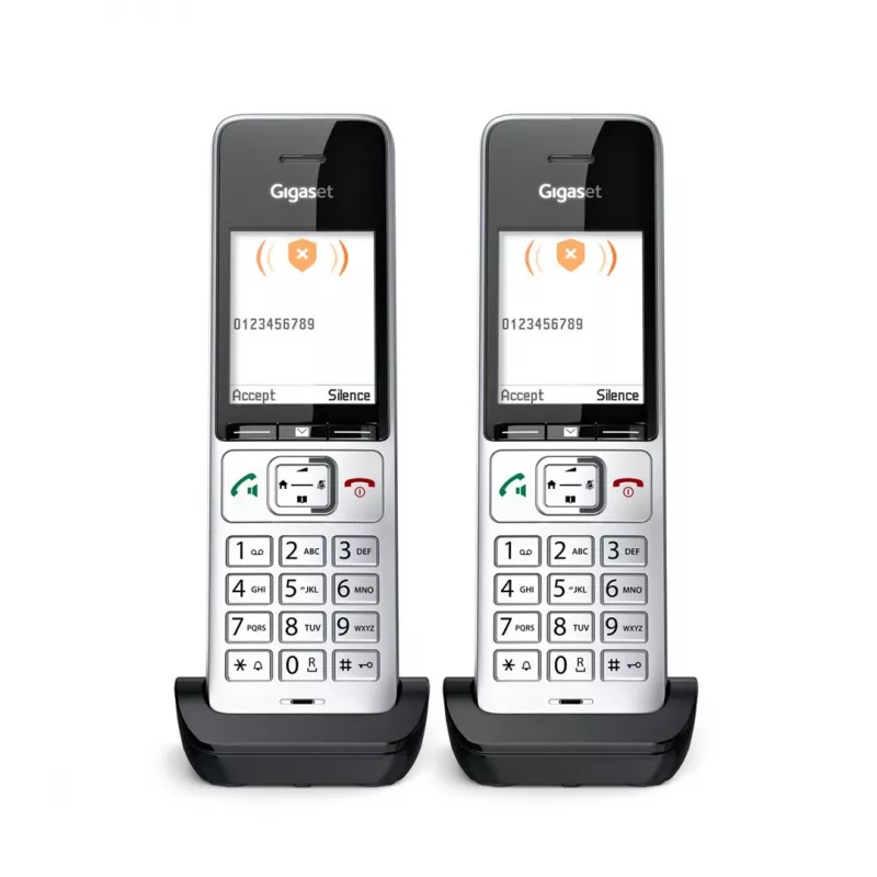 Gigaset COMFORT 500HX duo Analog/DECT Telefon Anruferkennung Schwarz, Silber