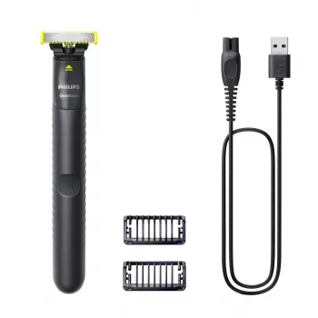 Folienrasierer und Trimmer Philips OneBlade QP1424/10 — Anthrazit, batteriebetrieben, 30 Min. Laufzeit, Bartkämme
