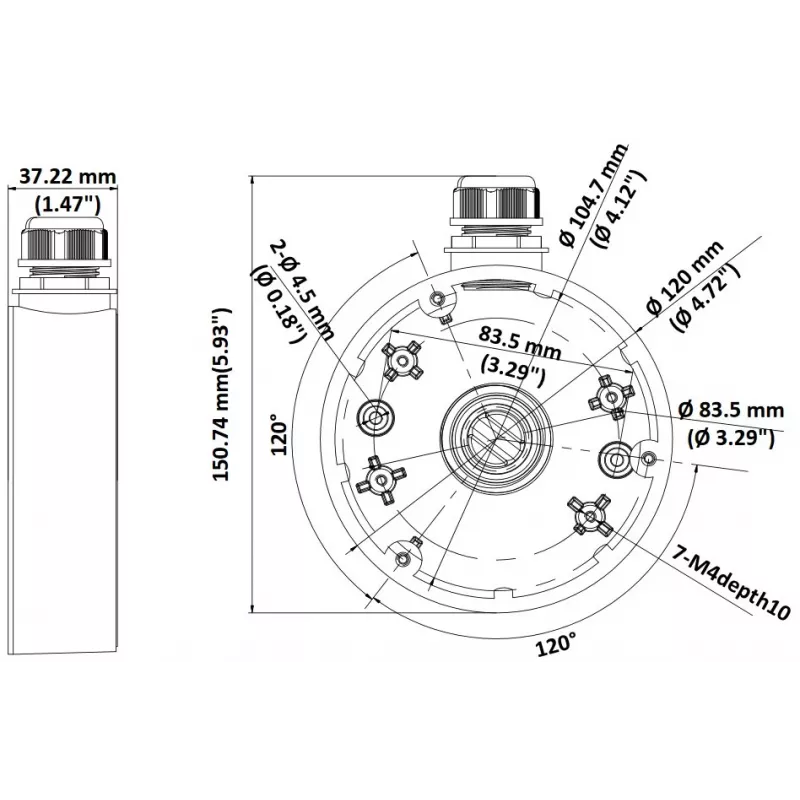 Anschlussdose Hikvision DS-1280ZJ-DM46 (Schwarz)