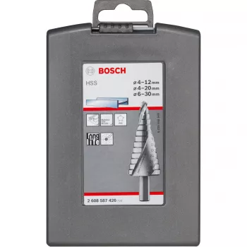 Stufenbohrer-Set Bosch HSS mit 3-Flächen-Schaft für Aluminium und Kunststoff