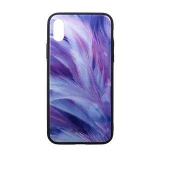 Bildschirmschutzglas Tellur Cover Glass Print für iPhone XS mit Federmuster
