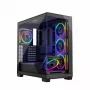 PC-Gehäuse MODECOM Volcano Stellar 5F ATX Midi Tower, gehärtetes Glas, 5 vorinstallierte Lüfter, USB‑C, unterstützt microATX/ATX, max. GPU 420 mm, CPU-Kühlerhöhe 175 mm
