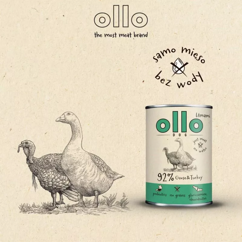 OLLO Umami Gans und Pute - Nassfutter für Hunde - 850 g