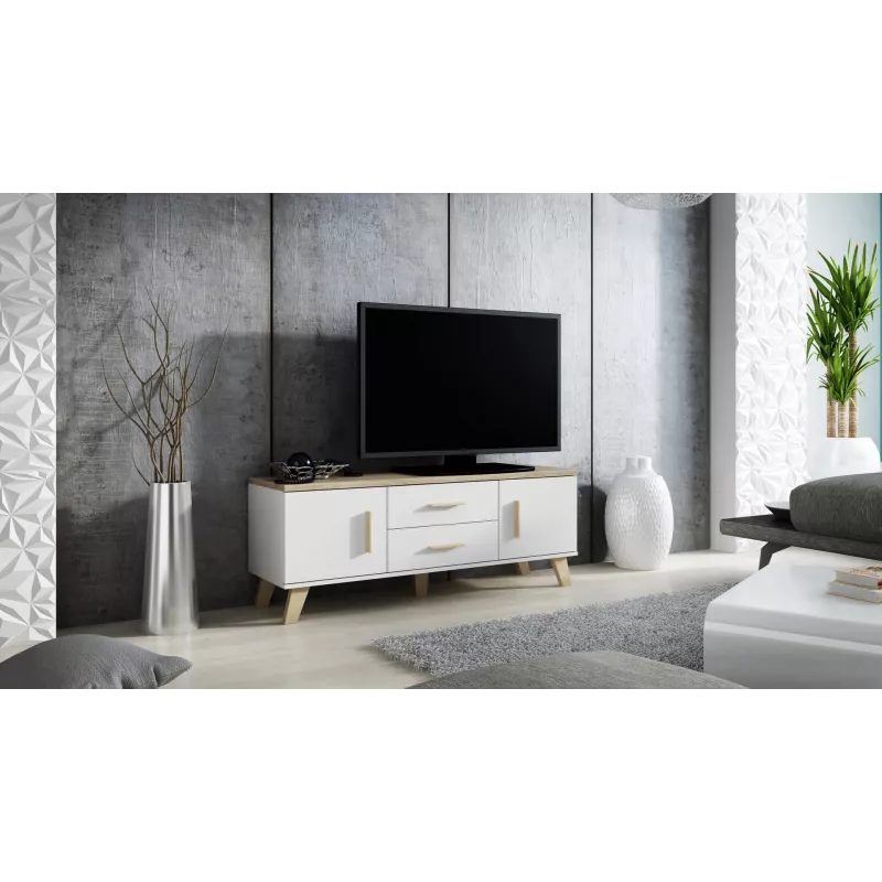 Cama RTV stand LOTTA 140cm Weiß + sonoma oak