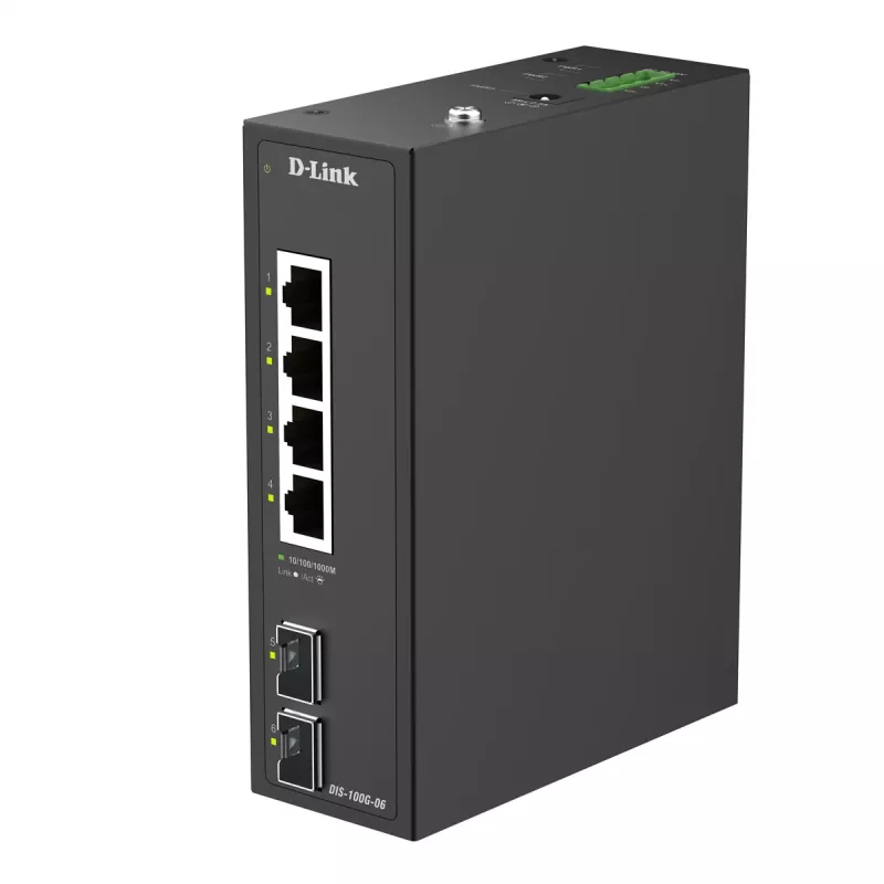 D-Link 6-Port Gigabit Industrial Unmanaged Switch mit 2 x SFP Ports
