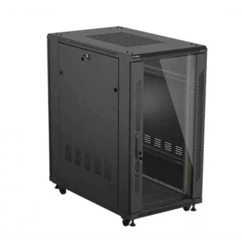19-Zoll-Rack-Schrank LANBERG 22HE 600x1000 mm, schwarz, Glastüren vorne und hinten