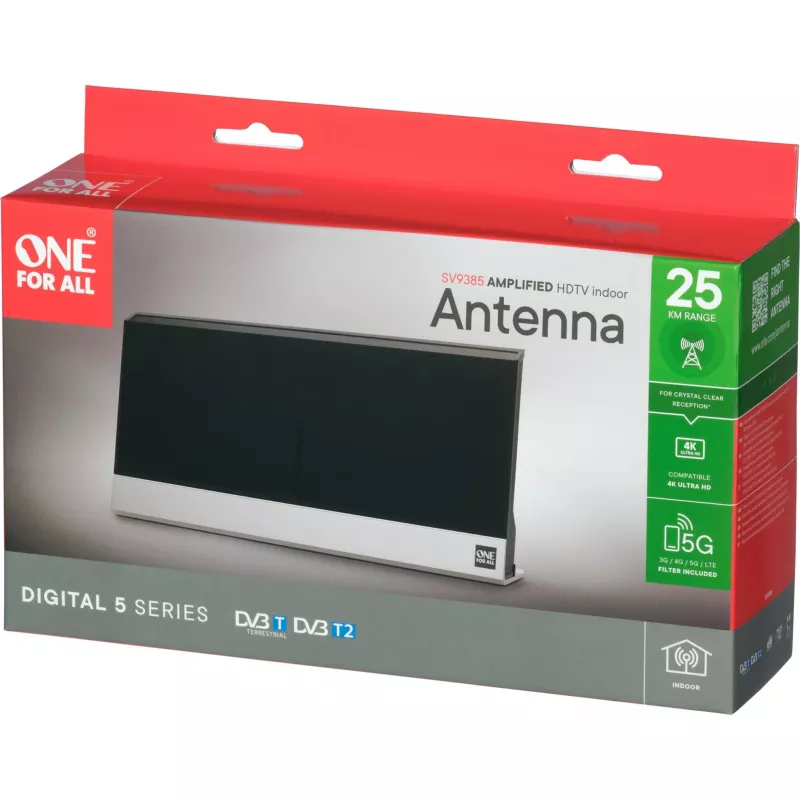 Indoor-Antenne One For All SV 9385 DVB-T DVB-T2 Schwarz