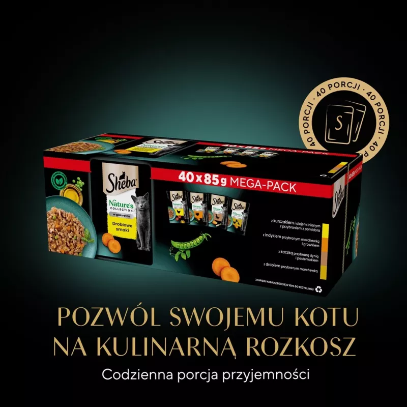 SHEBA Nature's Collection Geflügelgeschmacksrichtungen in Gelee - Nassfutter für Katzen - 40 x 85g