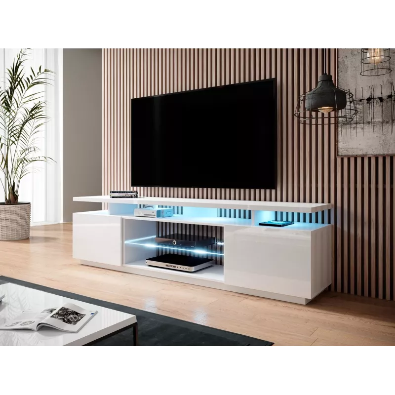 RTV-Schrank EVA 180x40x56 weiß/weiß glänzend