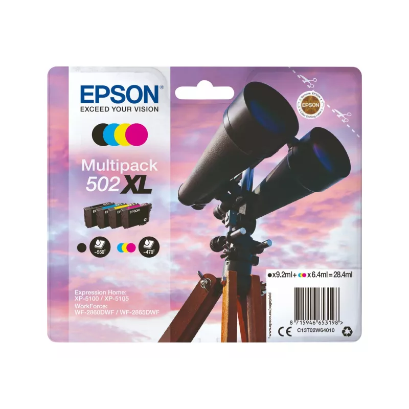 Epson 502 XL Tonerkartusche 4 Stück Kompatibel Schwarz, Cyan, Magenta, Gelb