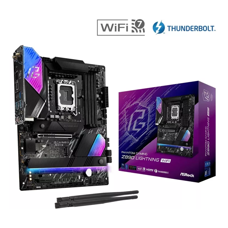 Motherboard ASRock Z890 Lightning WiFi — Intel Z890, LGA1851, ATX, 4× DDR5, Wi‑Fi 7, 2.5Gb LAN, Thunderbolt 4
