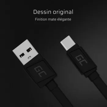 USB-A-auf-USB-C-Kabel Grün Cell KABGC03 — 0,25 m, Schwarz, 480 Mbit/s