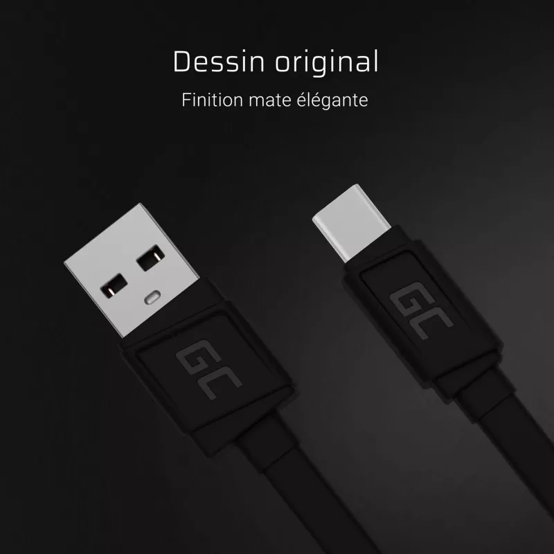 USB-A-auf-USB-C-Kabel Grün Cell KABGC03 — 0,25 m, Schwarz, 480 Mbit/s