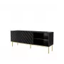 ABETO RTV-Schrank auf goldfarbener Stahlrahmen 150x42x60 schwarz/glänzend schwarz